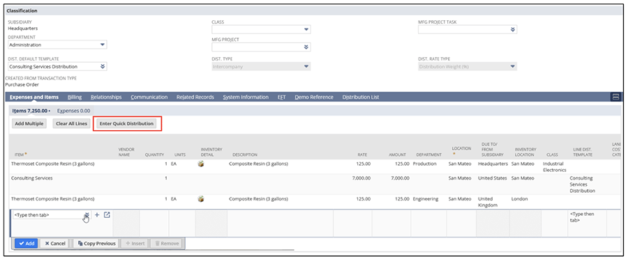 how to Create a line-level Distribution Quick Rule in netsuite