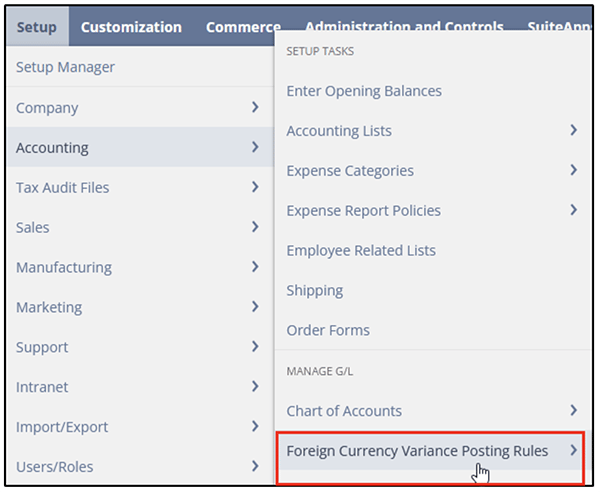 foreign currency variance posting rules- how to set up