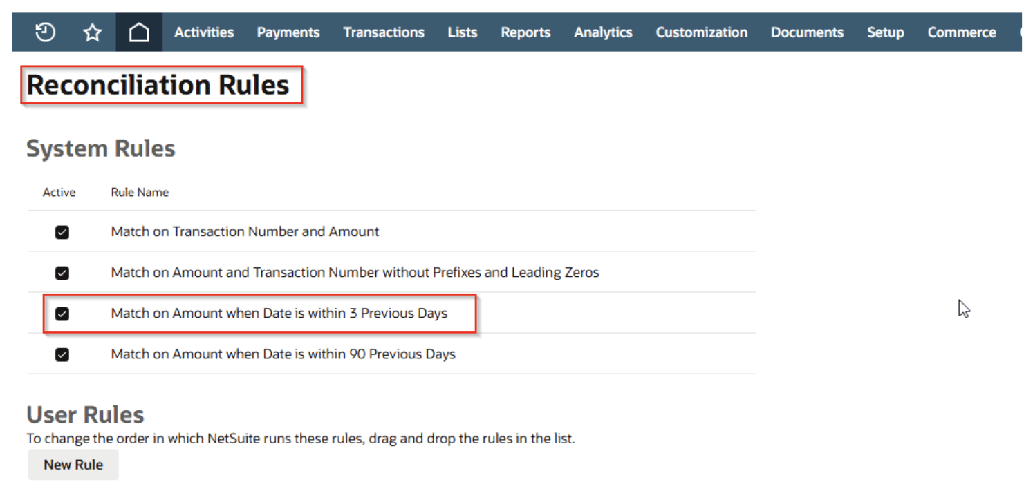 netsuite new banking reconciliation rules