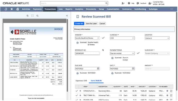 NetSuite's new 2023.1 AI  Automation bill scanning