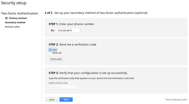 setup SMS verification