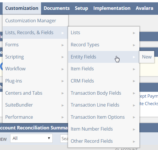 NetSuite Account Reconciliation Summary Screenshot