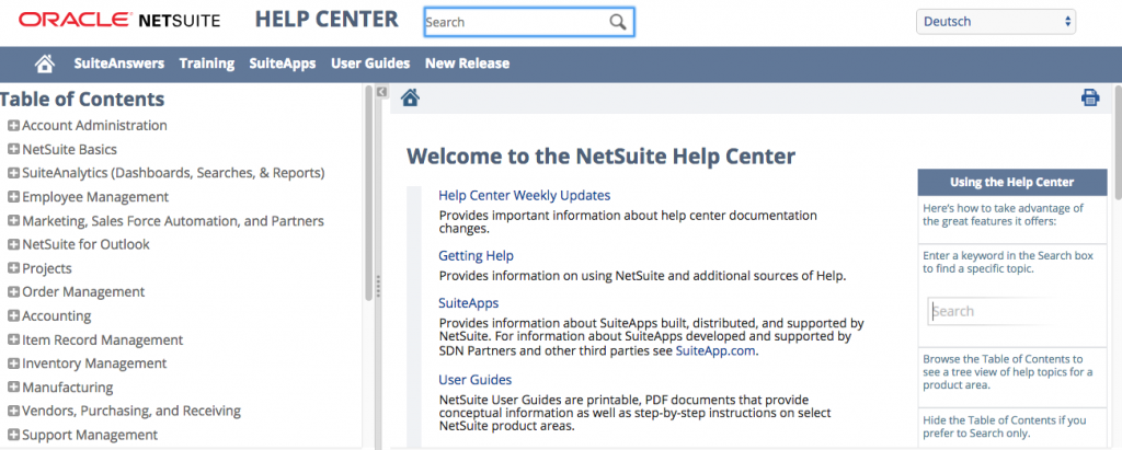 NetSuite help center