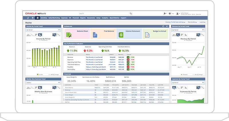 pre-defined dashboards NetSuite pbcs